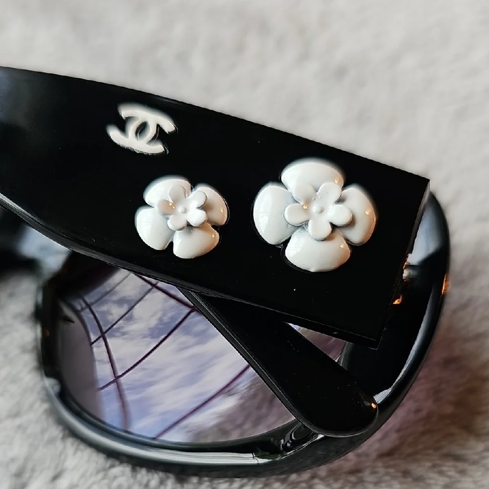 CHANEL Black and Purple Sunglasses - Picture 9 of 11